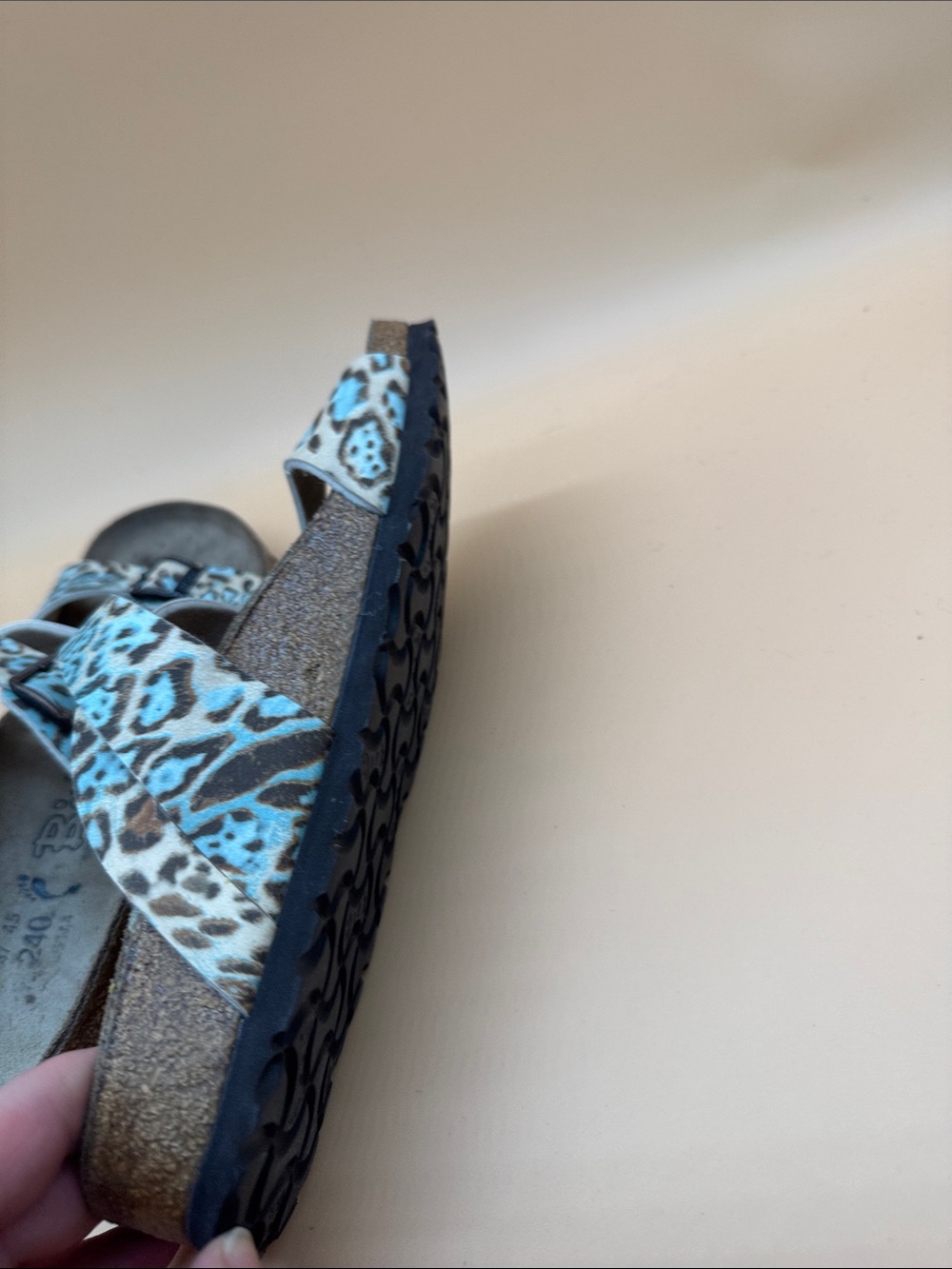 Birkenstock Blue Leopard Print Women's Sandals - Picture 5 of 7